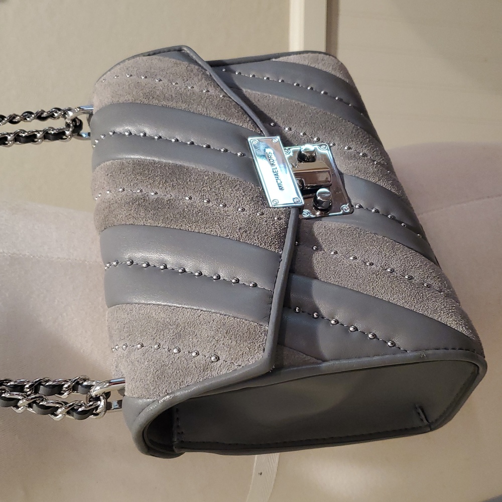 Michael Kors Suede Striped Rose Shoulder Bag - Picture 3 of 16